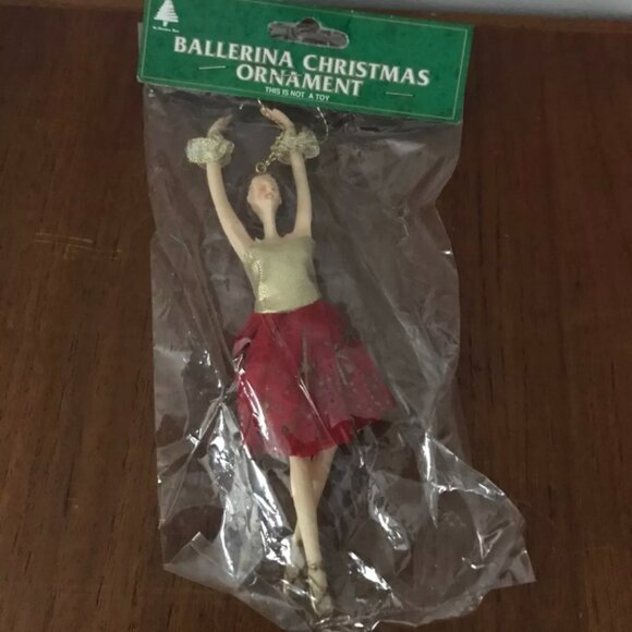 Vintage Spain's Inc. Vinyl Ballerina Christmas Tree Hanging Ornament Red Tutu - Picture 4 of 9